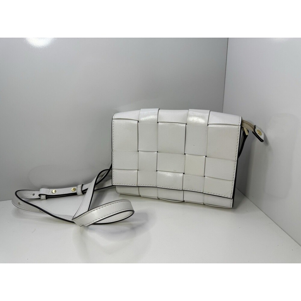 Michael‎ Kors White Woven Leather Crossbody Bag with Pouch